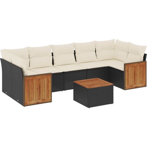 vidaXL Set Divani da Giardino con Cuscini 8 pz Nero in Polyrattan (1/5)