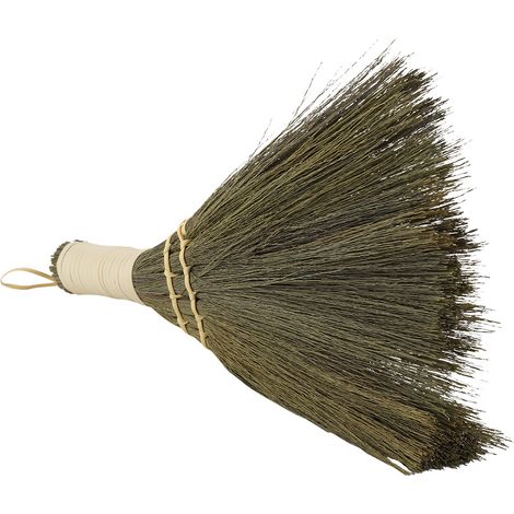 Balai ménager manuel tressé en paille, petit modèle, fait main, pour le nettoyage des sols et le dépoussiérage. (1/5)