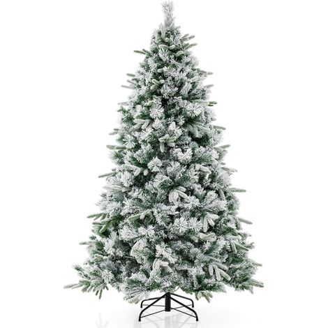 Sapin de noël artificiel 186 x 120 x 46 cm avec 250 lumières led blanches chaudes design moderne en pe floqué vert
