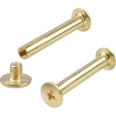 Lot de 30 vis Chicago à tête cruciforme en laiton plaqué laiton, 5 mm x 35 mm