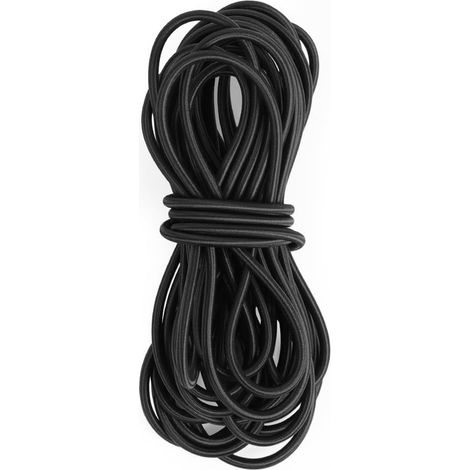 1 Corde élastique, 8mm x 10M, Latex naturel, Polyester haute résistance, Noir, pour Bâche, Remorque, Bateau, Camping