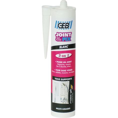 Mastic JOINT & FIX blanc GEB pour réaliser des joints étanches 280ml