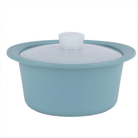Cuit-vapeur en silicone pour micro-ondes avec poignée et couvercle - Bol vapeur de qualité supérieure, résistant à la chaleur, compatible lave-vaisselle, bleu (1/5)