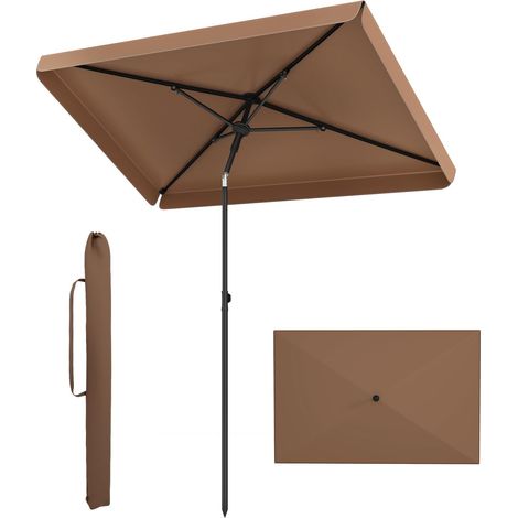 Parasol de balcon, 210 x 130 cm, rectangulaire, avec sac de transport, pliable des deux côtés à 30°, parasol de balcon, de terrasse, pour balcon, jardin, terrasse (marron) (1/5)