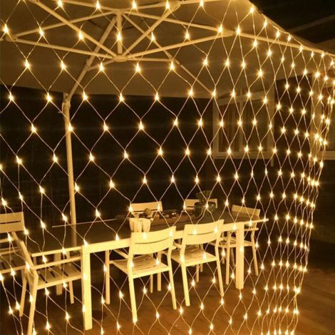 192 lampes LED en réseau, guirlande étanche de 3 m x 2 m pouvant être connectée, 8 modes, décoration de jardin et de cour pour fêtes de Noël en intérieur et extérieur (blanc chaud)