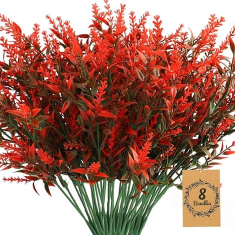 8 fleurs artificielles de lavande orange-rouge pour l'automne, résistantes aux UV-AquaForge (1/5)