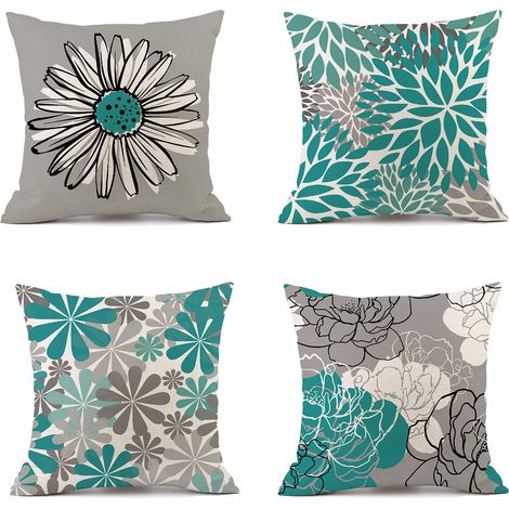 Filiyano-Ensemble de 4 housses de coussin d'extérieur, housses de coussin imperméables (1/5)