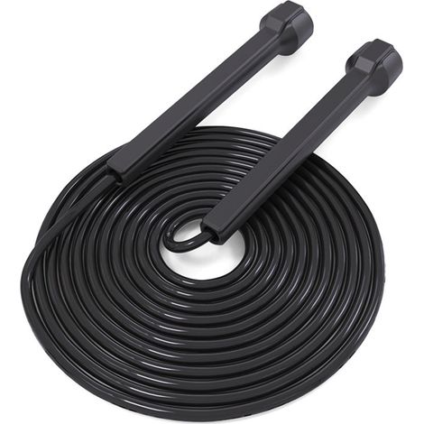 Corde à Sauter - Câble Acier Revêtu PVC - Poignées Antidérapantes avec Roulements Intégrés - Ajustable jusqu'à 195 cm - 1 Pièce (1/5)