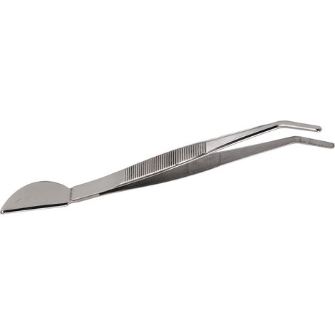 Pince à bonsaï en acier inoxydable, longue pince à épiler avec spatule en forme de croissant de lune pour ameublir la terre et aplanir l'herbe en pot, style incurvé (1/5)