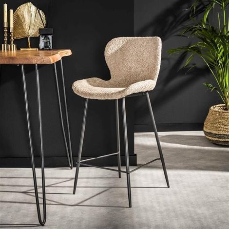 Industrial Bar Stool Golf Boucle Beige (1/2)