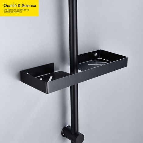 Étagère de douche pour colonne sans perçage en acier inoxydable noir avec égouttoir charge 15 kg SBH226B 39 g – Livraison gratuite (1/5)