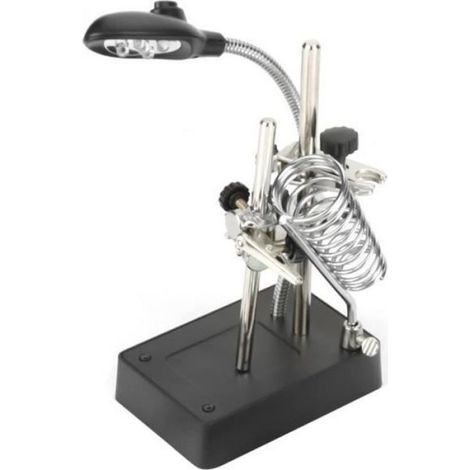 2.5X 7.5X 10X Loupe sur Pied Troisième Main avec Lampe LED, 3 Lentilles, Mini Serrage, Pinces pour Soudure Assemblage Réparation E (1/4)