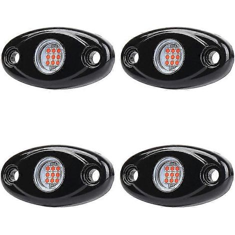 Kit de 4 projecteurs LED étanches pour roches, éclairage de dessous de caisse, feux de sentier LED pour camions, quads, bateaux tout-terrain - rouge (1/5)