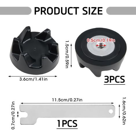 Set di 3 accoppiatori 9704230 compatibili con ingranaggio per frullatore KSB5 con strumento di rimozione, ingranaggi per frullatore KitchenAid, pezzi di ricambio per frullatore (1/4)