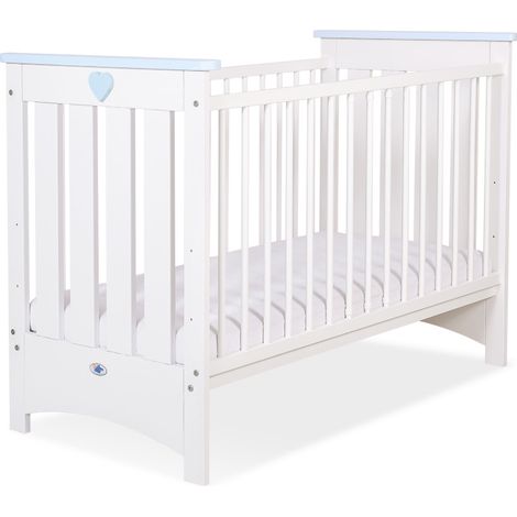 Cuna de madera 120x60cm Lorenzo III blanca y azul, con cubre mordedores