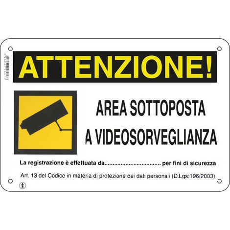 Panneau Zone de Vidéosurveillance 30X 20 Plastique