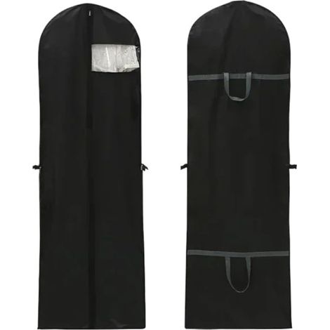 Housse robe poussière 60x180cm noir pliable transparente mariée costume armoire voyage (1/5)