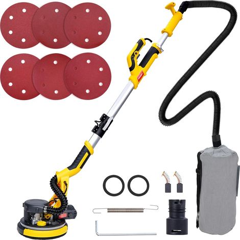 Ponceuse Girafe avec Aspirante, Poignée Pliable Extensible Ponceuse Murale avec Lumière LED, 6 Vitesses de Vitesse Variable, Diamètre du Disque de Meulage 214mm (1/5)