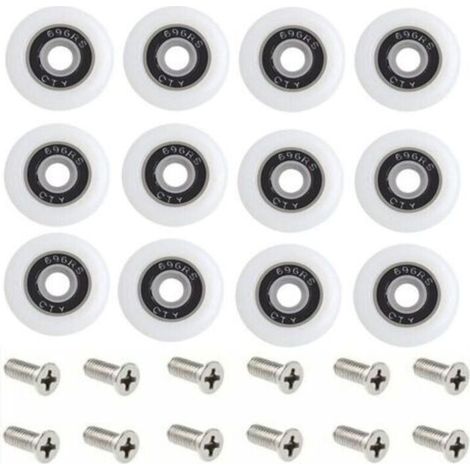 Roulettes de rechange pour porte de douche, ensemble de 1 avec vis, diamètre de 23 mm, motif Starlight.
