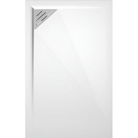 Mineralguss-Duschwanne extra flach TRINITY in WEIß 80x80 cm Ablauf linksbündig (1/5)