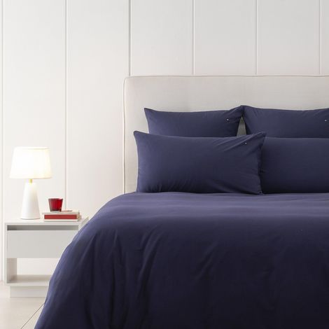 Housse de Couette, Navy, Coton gratté 57 Fils/cm², 100% Coton, Uni, Doux et Chaleureux, 260x240 cm