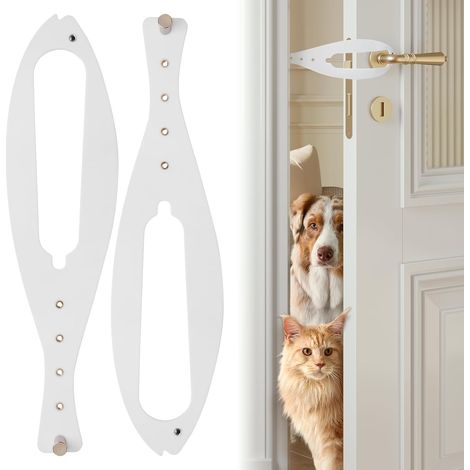 Confezione da 2 fermaporta per gatti, impedisce al cane di entrare nella lettiera e nel cibo, con cinghie regolabili larghe 2-6 pollici, senza misurazione, facile da installare, bianco
