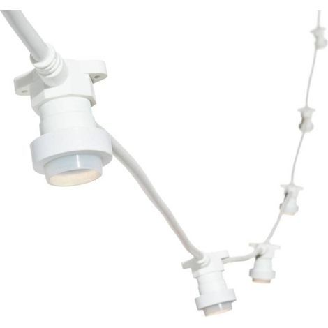 Guirlande guinguette câble blanc LUXA 5M 8 douilles E27 prolongeable IP44 230V Lotti