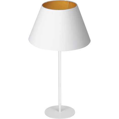 Lampe de table blanche 56cm abat-jour doré Arden E27