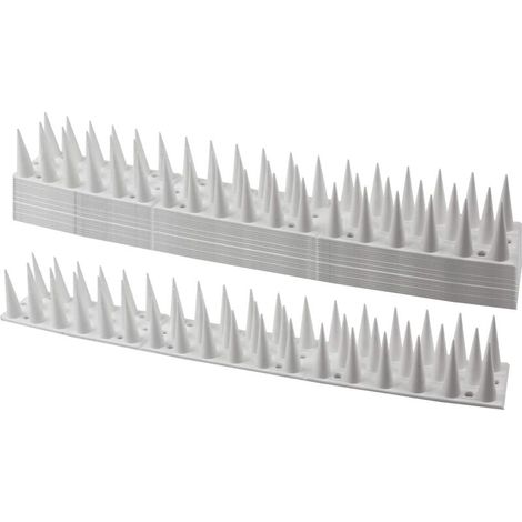 Pics anti-pigeons Ulisem Bird, lot de 14, 4,6 mètres, 3 rangées, plastique, répulsif pour chats, moineaux, rebords de fenêtre, toits, blanc (1/4)