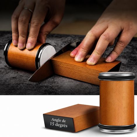 Aiguiseur de couteaux à rouleau classique couleur bois en alliage d'aluminium et diamant réf 3823 12 × 12 × 7 cm 365 g – Livraison gratuite (1/5)