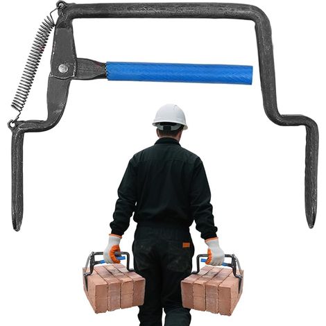 Adjustable Brick Tongs, Heavy Duty Steel Claw Lifter, 6.11 Inch Paver Grabber with Non Slip Grip, Reinforced Carbon Steel Tool, Masonry Equipment with Design, Construction Carrier for Garden Projects