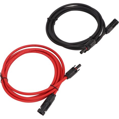 Lot de 2 câbles rallonge solaires 6mm² PPE cuivre isolés adaptateur fil panneau solaire pour camping-car système photovoltaïque 2m / 6.6ft (1/5)