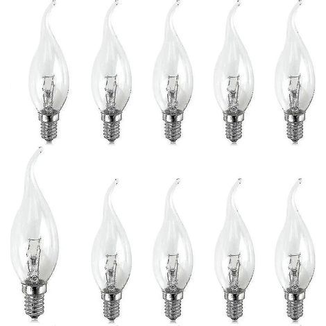 Lot de 10 petites ampoules à vis Edison 25 W transparentes en forme de flamme (culot E14, 240 V) de Brightfour (1/5)