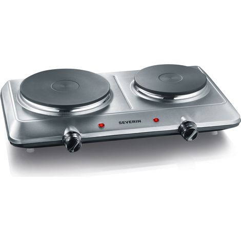 SEVERIN DK 1014 Fornello elettrico a due fuochi, Ø 18 cm x 1500 W + Ø 15 cm x 1000 W, Fondelli in ghisa indeformabili, Controllo in continuo della temperatura con 2 termostati, corpo in acciaio inox (1/5)