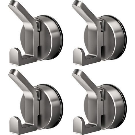 4 Pieces Suction Cup Hook, Reusable Suction Cup Bathroom Towel Holder No Drilling, Powerful Suction Hook for Kitchen, Bathroom (1/4)