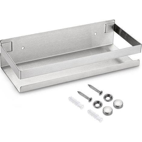 étagère de douche suspendre en acier inox panier de cuisine mural pour rangement (argent,30CM) (1/5)