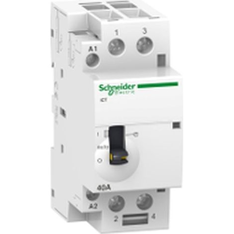 Acti9, iCT contacteur à commande manuelle  40A 2NO  220...240VCA 50Hz - A9C21842
