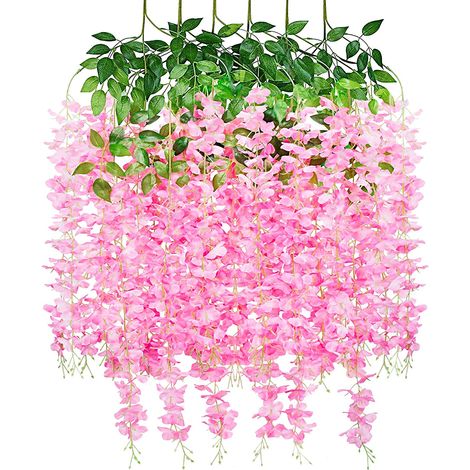 MINKUROW Bcc Vite Di Glicine Artificiale Ghirlanda Di Glicine Finta Fiori Appesi Per Giardino Di Nozze Decorazione Per Feste A Casa (Confezione Da 12 Rosa Chiaro) (1/2)