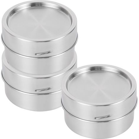Boîte à déjeuner en acier inoxydable : 3 pièces 250 ml Petite boîte en acier inoxydable avec couvercle à visser Boîte de rangement étanche Récipient alimentaire rond pour collations, fruits (1/5)
