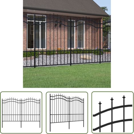 The Living Store Gartenzaun mit Speerspitzen Schwarz 190 cm Stahl - Gartenzaun - Stahlezaunt - Metallzaun - Sicherheitszaun - Schwarz (1/5)