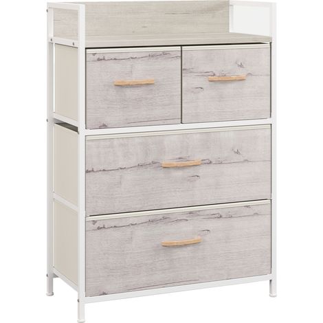 Rustic Chest of Four Fabric Drawers - Natural wood wash