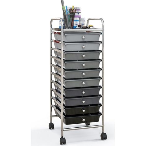10 Drawers Storage Trolley Mobile Rolling Utility Cart Home Office Organizer (1/5)