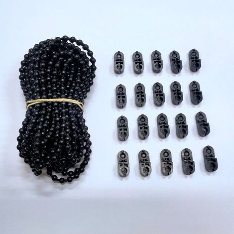 Black beaded chain, 10 meters long, 10 pairs of beads roller blinds, Venetian blinds, Roman blinds, beaded chain accessories. (1/5)
