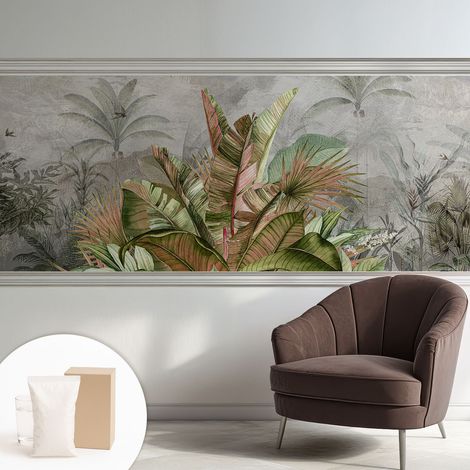 Papier peint intissé décoratif avec colle pour salon chambre et bureau Installation rapide Jungle exotique 250x104 cm (1/5)