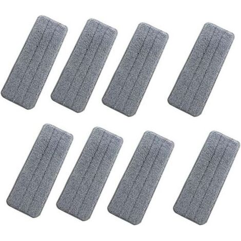 Pair 8 Pièces Housse de Nettoyage de Rechange, Mop Remplacement des Tampons, Têtes de Rechange pour Balai Serpillère, pour la Plupart des Surfaces Dures Planes, Sols Bois Massif, Sols en Bambou (1/5)