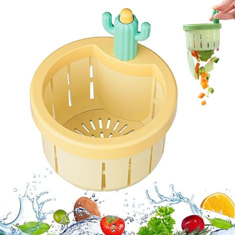 Cactus-shaped sink strainer, automatic draining, multifunctional yellow drain basket (1/5)