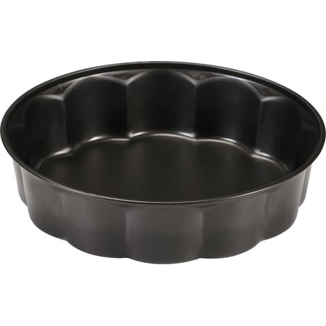 TEGLIA FORNO TORTIERA ANTIADERENTE 26CM FORMA ROTONDA A FIORE BORDO ALTO PER TORTE COLORE NERO