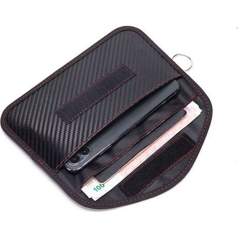 Große Anti-RFID-Hüllen für Telefon und Autoschlüssel, Faraday-Käfigtasche, blockiert RFID-NFC-WLAN-GSM-Bluetooth-Signal – Kohlefaser