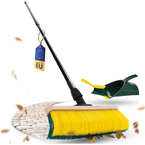 Balai à griffes Novaliv avec manche 60 cm, y compris ensemble de balayage jumbo, balai spécial à poils courbés - idéal comme balai de jardin, balai