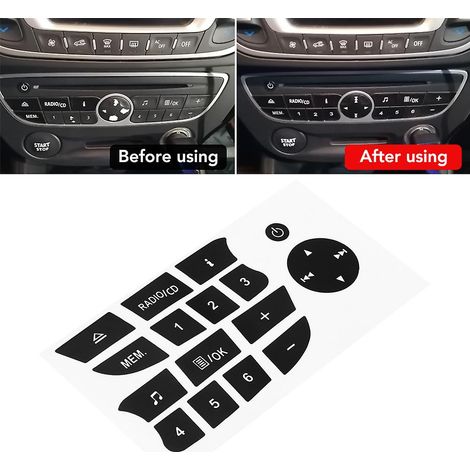 Kit de réparation d'autocollants pour boutons de radio CD de voiture, compatible avec les modèles Twingo, Renault Clio et Megane (2009-2011). (1/4)